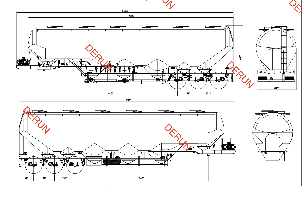 Bản vẽ của xe tải xi măng 56 cbm